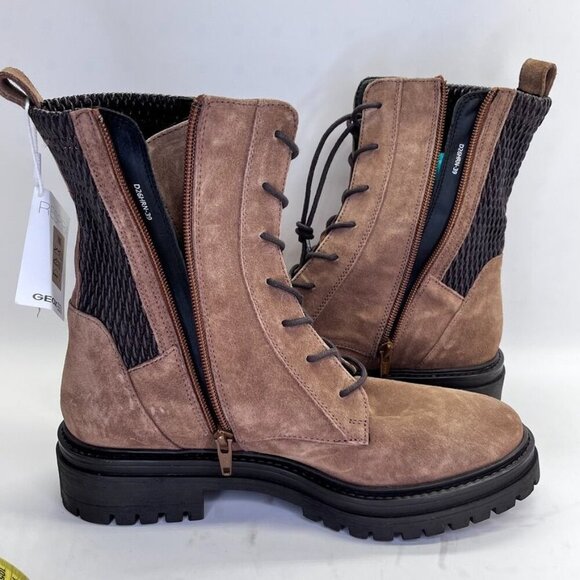 GEOX Respira Iridea Lace-Up Ankle Boots Size 39 EU US 9 Brown Suede Zip Side - Picture 8 of 15